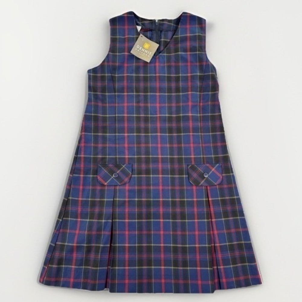 Dennis Uniform Wilson Plaid Jumper Dress Girls Size G14 Pleated Red Blue Red NWT
